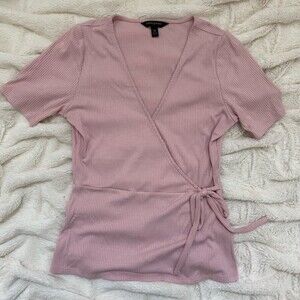 Light pink Banana Republic ribbed tie-front top